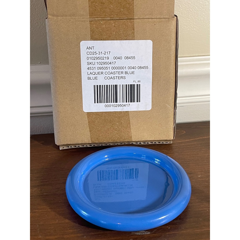 Anthropologie Blue Lacquer Coaster Round Glossy Raised Rim SKU 102950417